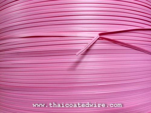 ลวดหุ้มพลาสติกแบบด้านแบน สีชมพู (ลวดขนาด 0.46mm เคลือบ PVC กว้าง 3.7mm)